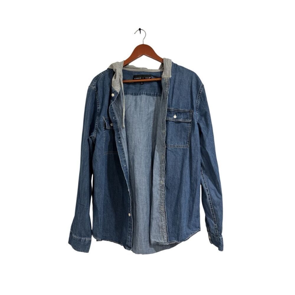 Edgar+Ash Casual Hooded Denim Shirt Jacket - Blue NWOT